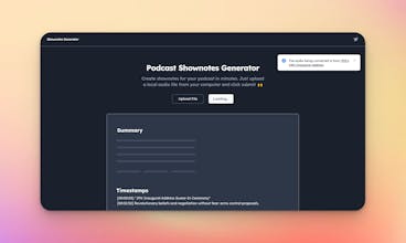 Podcast Shownotes Generator gallery image