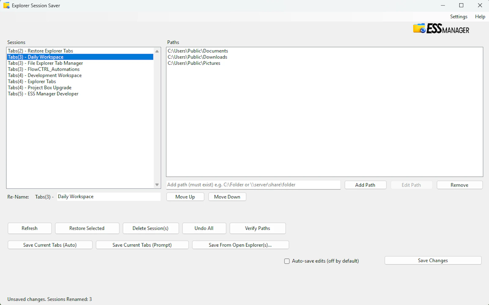 Explorer Session Saver screenshot 3