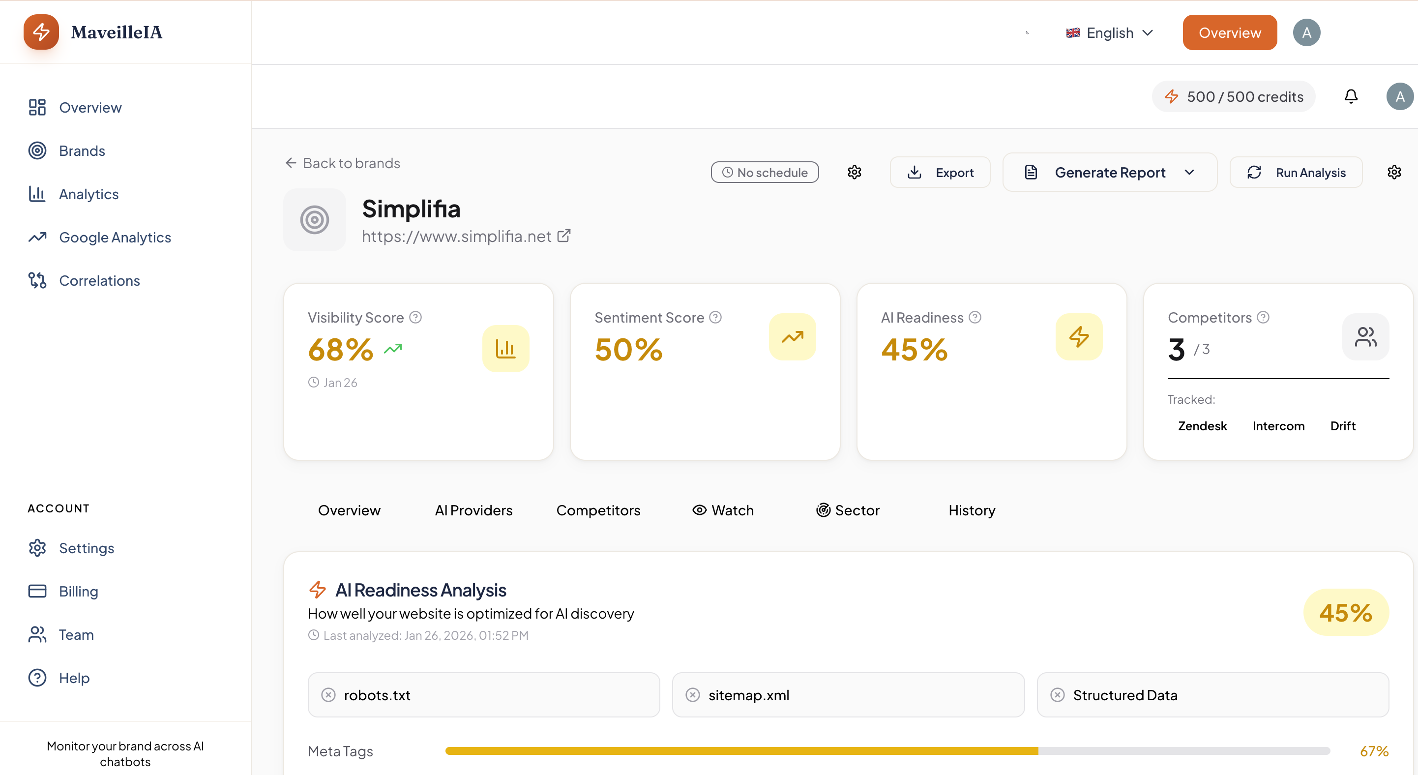 MaveilleIA - Main product screenshot demonstrating key features and user interface