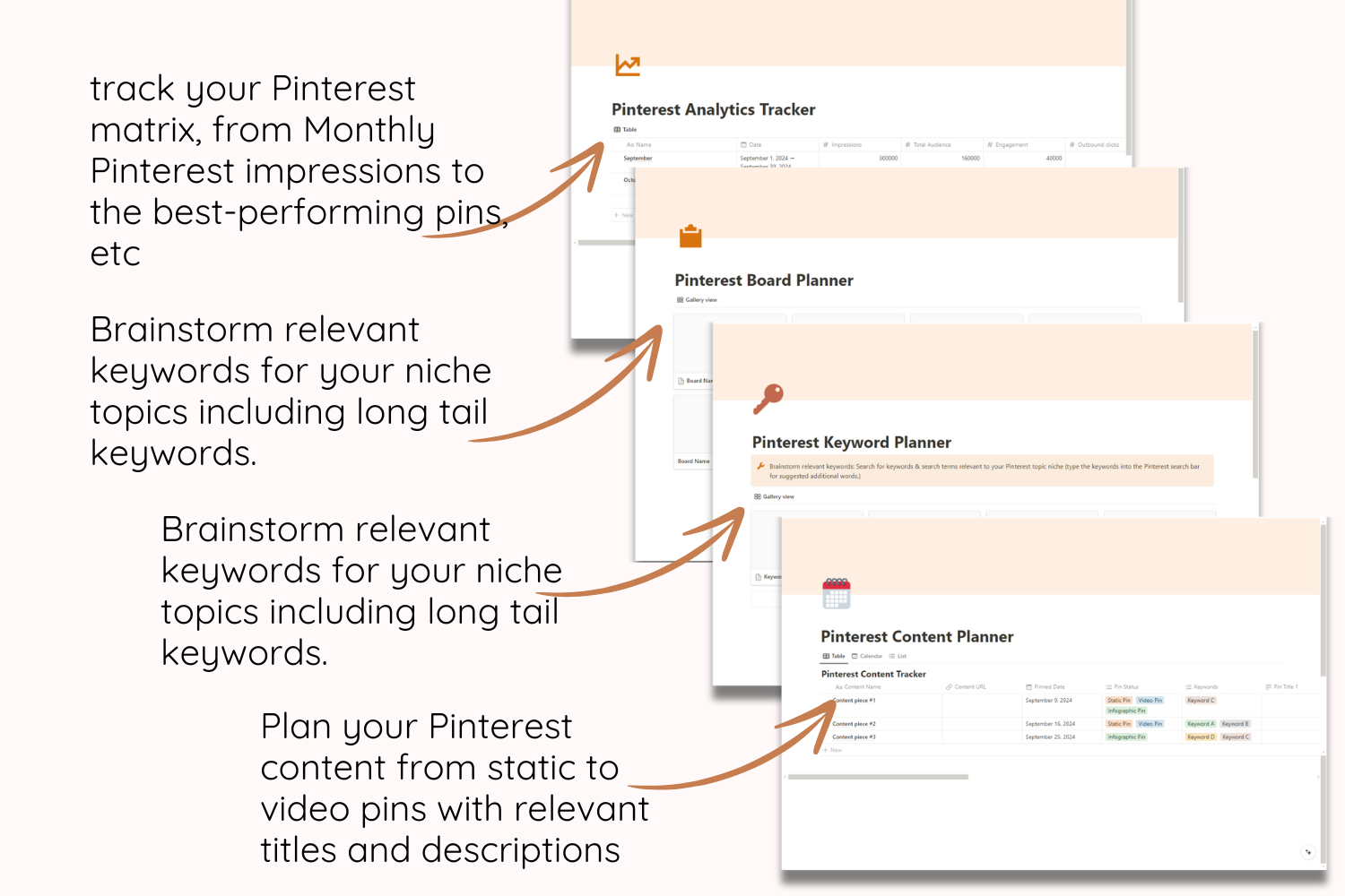 Mídia 2 de Modelo de planejador de noção para Pinterest - Pinterest Marketing Content Planner Notplate