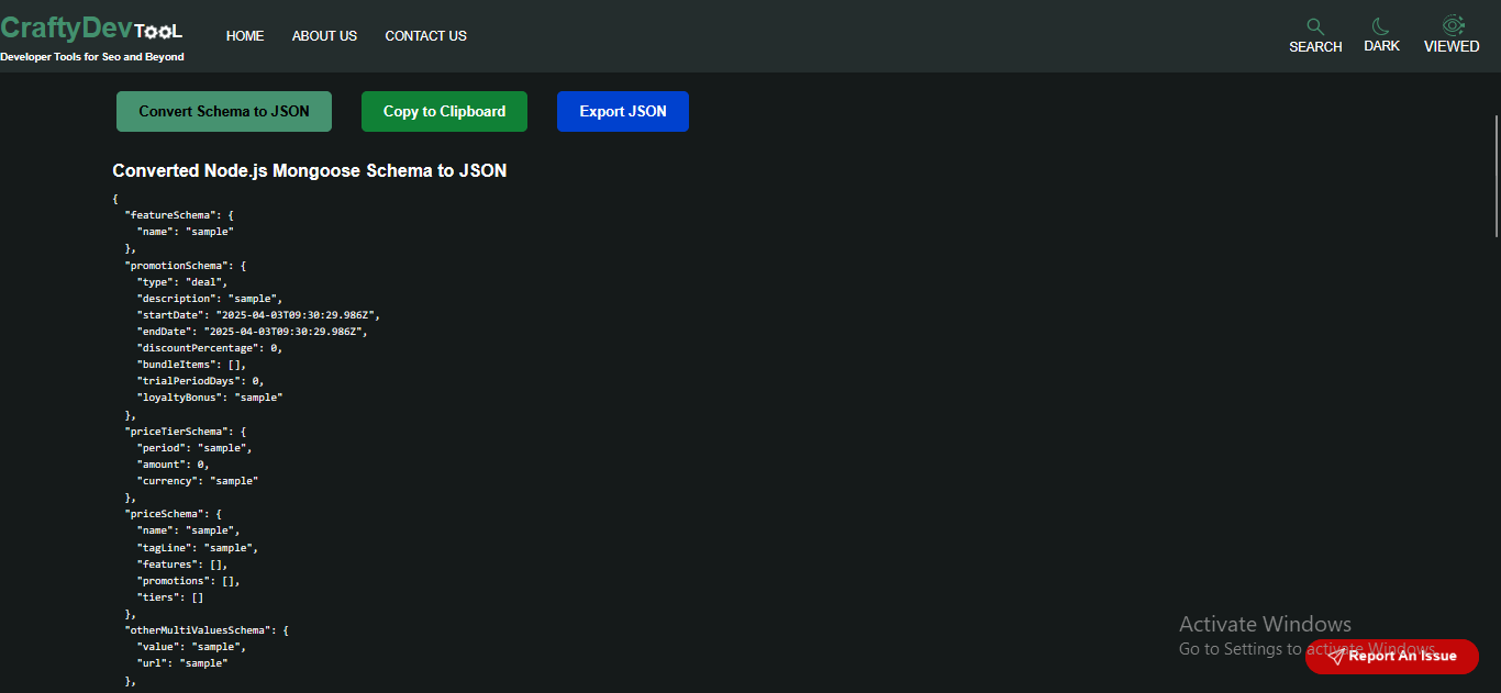 وسائط مخطط Mongoose لمولد JSON - أداة Smart Tool Doe mongoose لمولد JSON 1