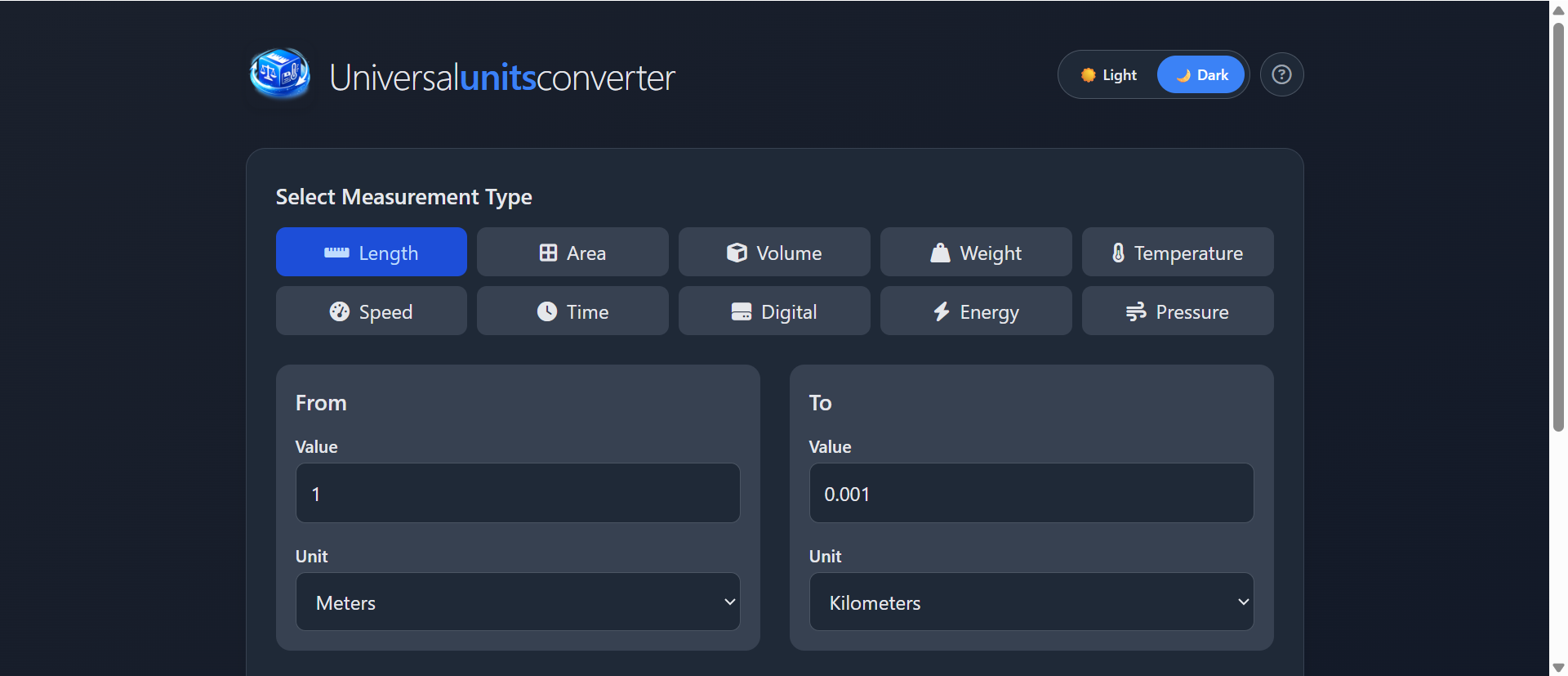 Universal Units Converter - Main product screenshot demonstrating key features and user interface