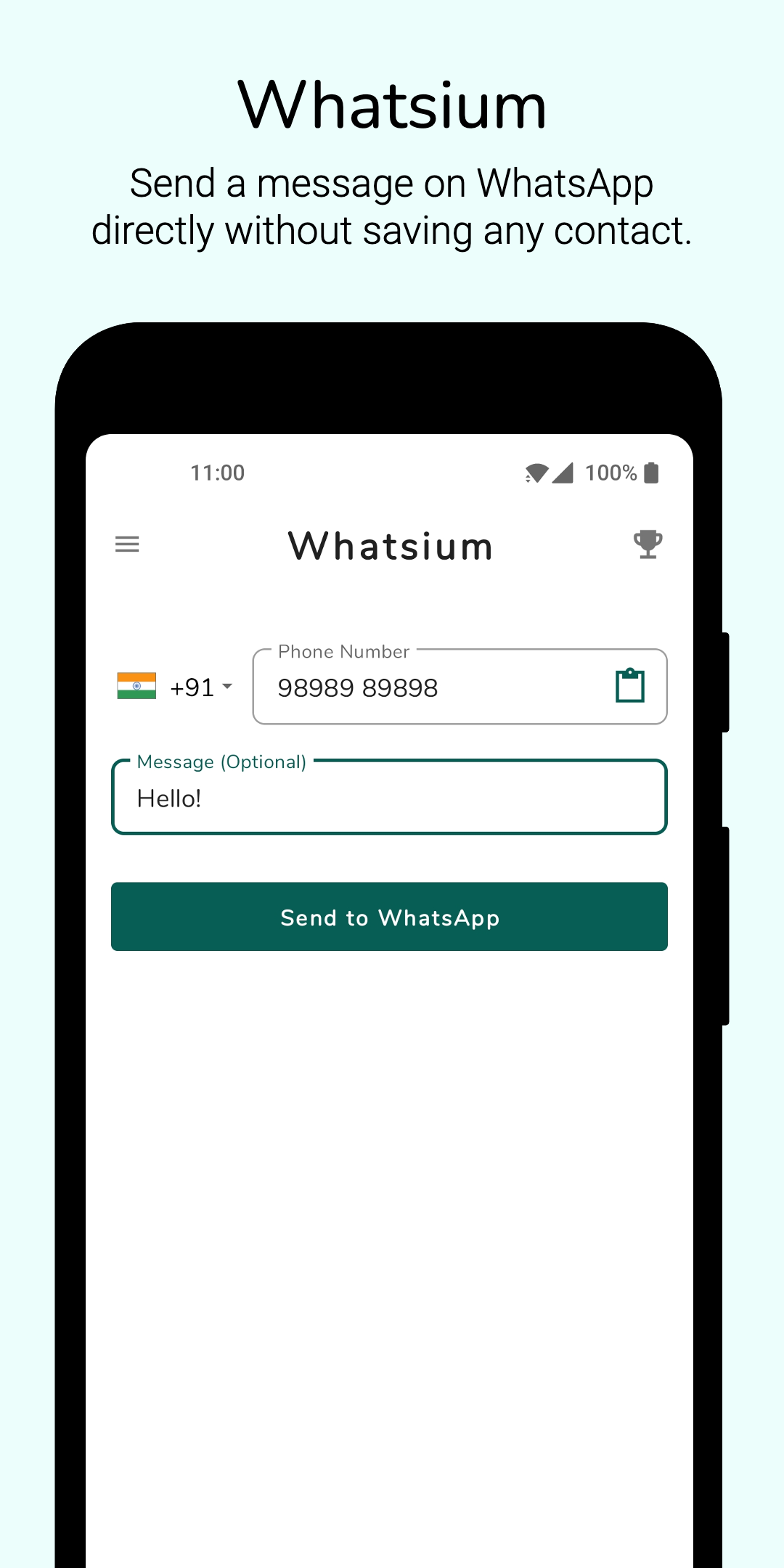 Whatsium - Open een WhatsApp -chat zonder contactgegevens op te slaan. media 2
