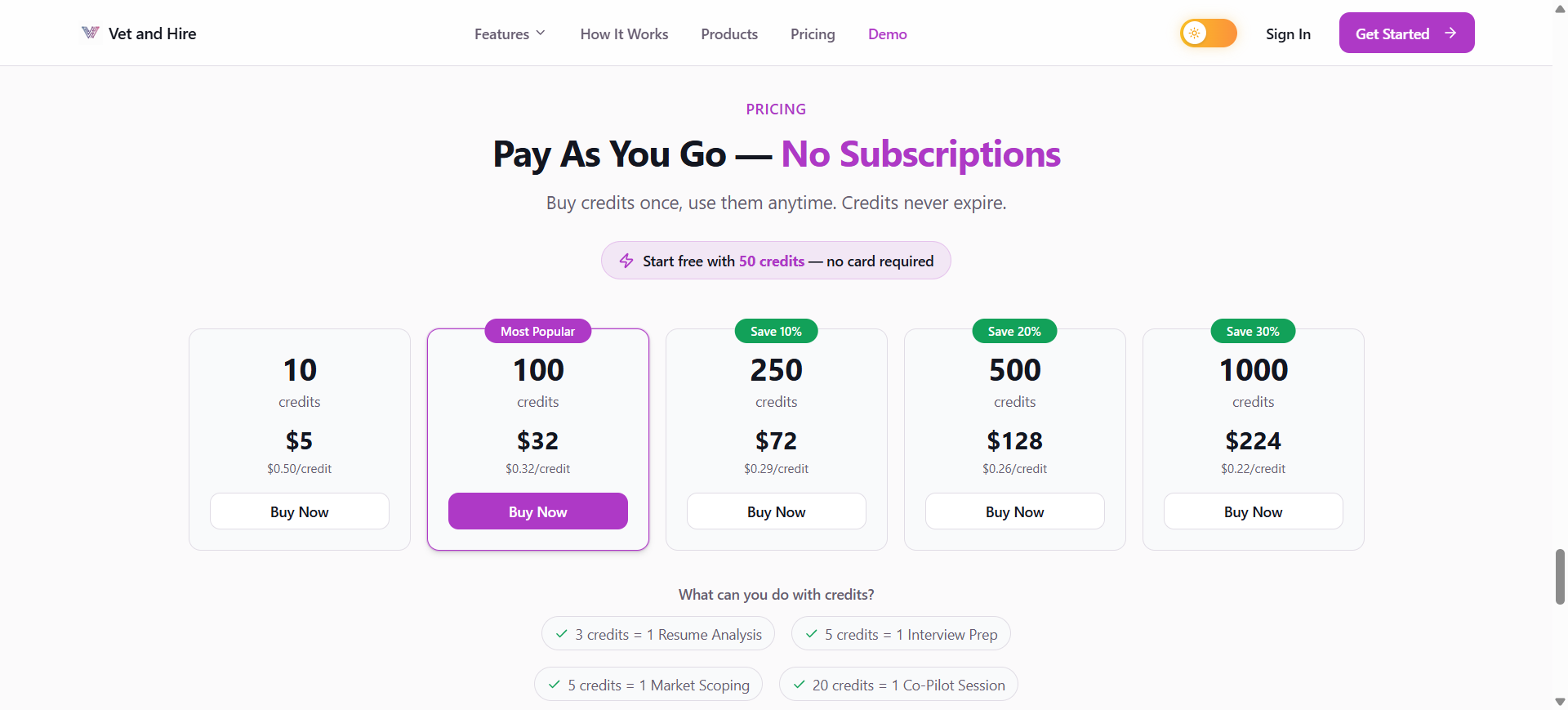 Vet and Hire - Screenshot 5 showing product features and functionality