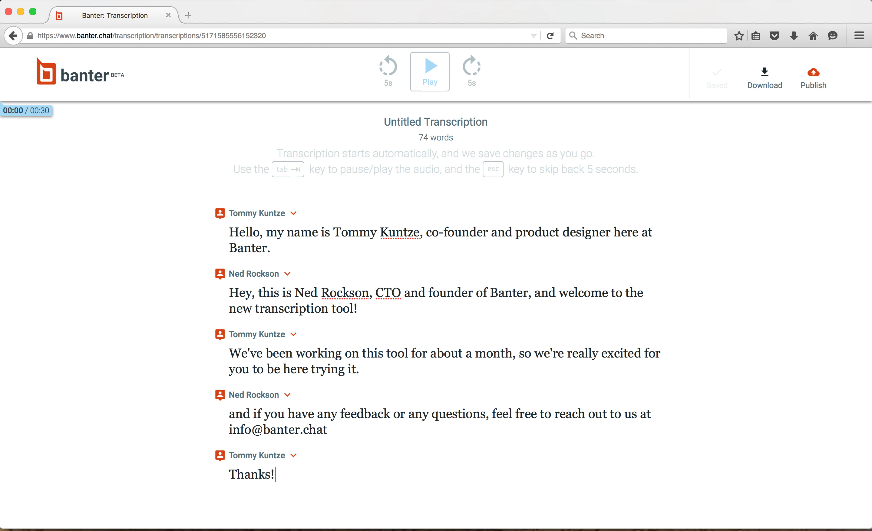 Banter Transcription