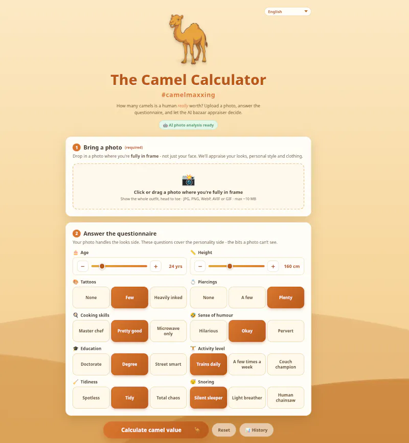 The Camel Calculator - AI Look Rater screenshot 1