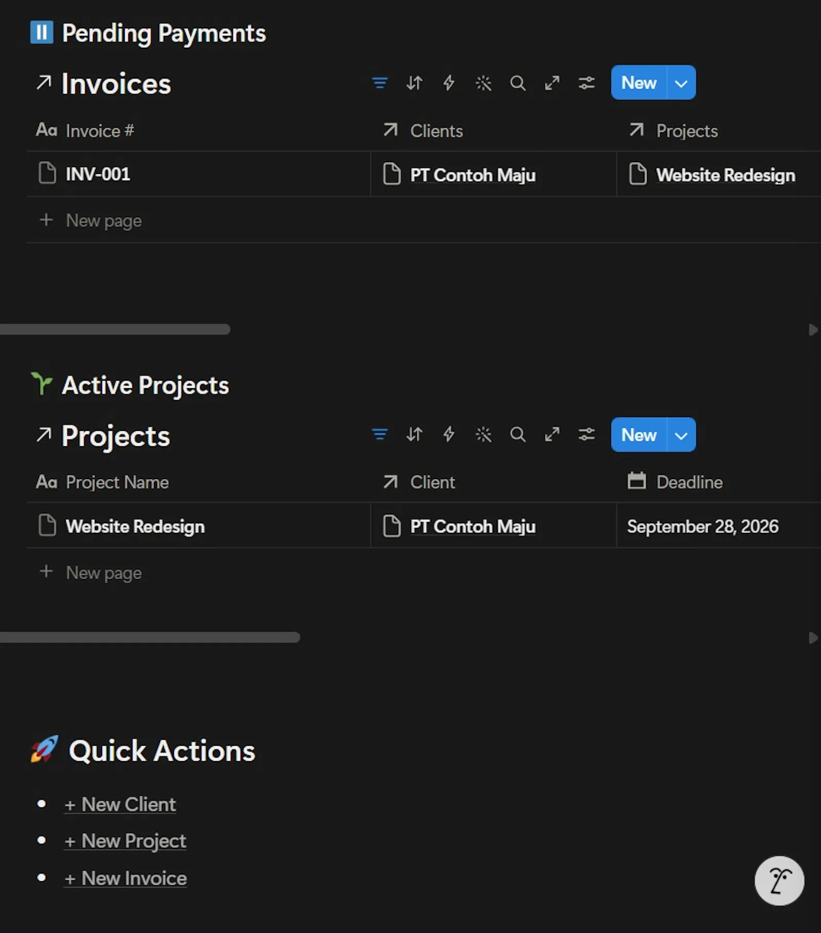 Freelance Client Management System screenshot 2