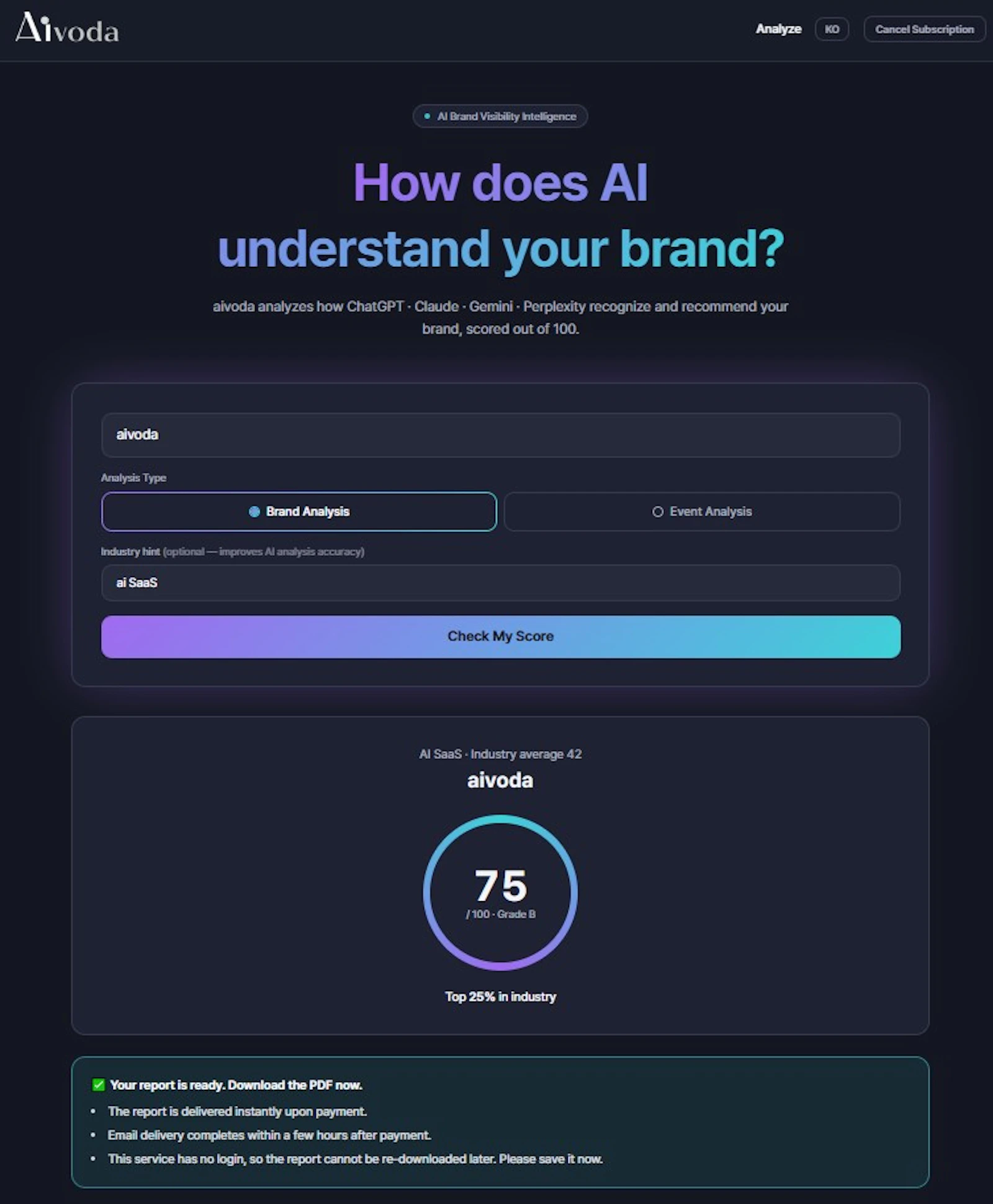 Aivoda screenshot 1