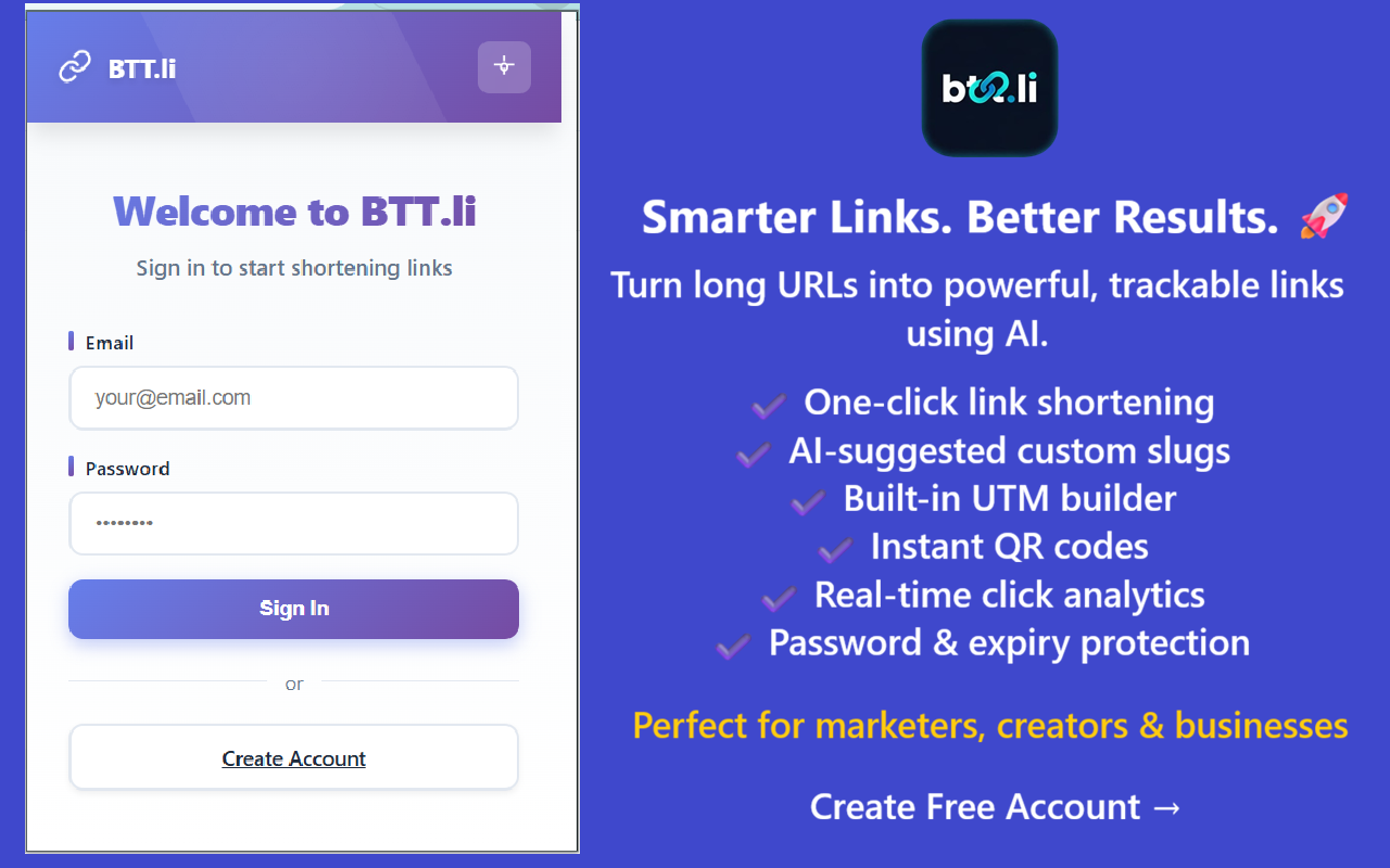 BTT.li - Screenshot 4 showing product features and functionality