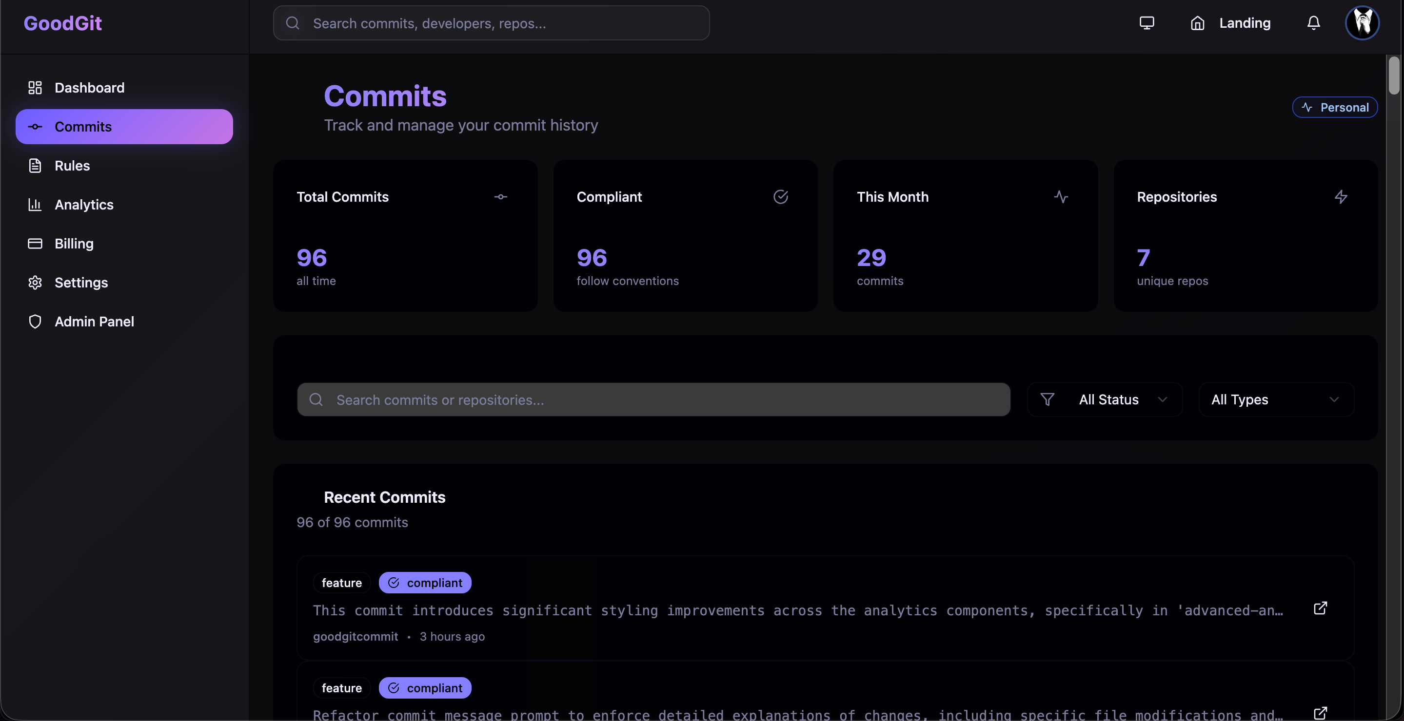 Média Goodgit - Messages de validation et gestion des repo alimentés par AI 3