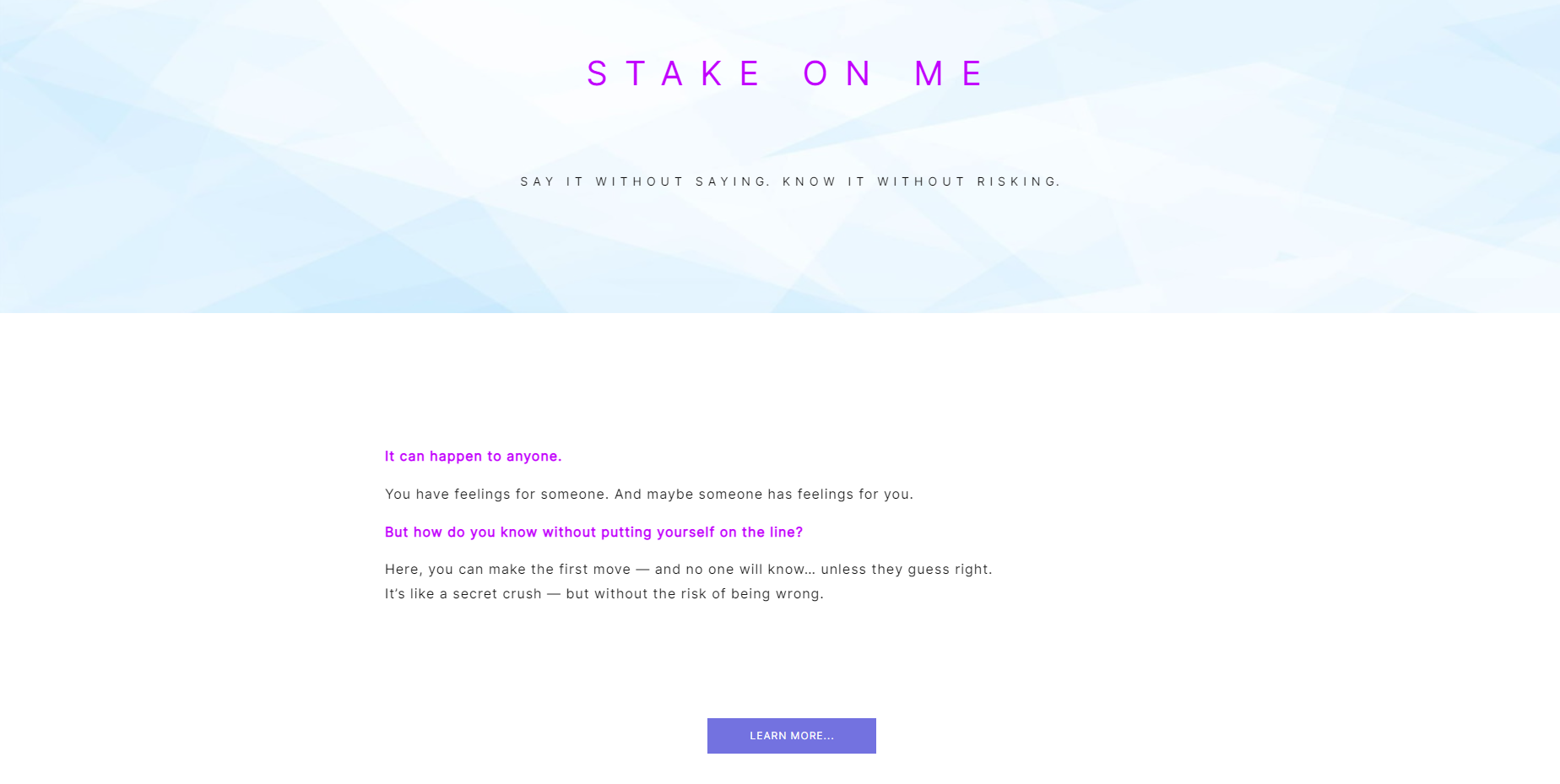 Stake on me - Main screenshot showing features and interface