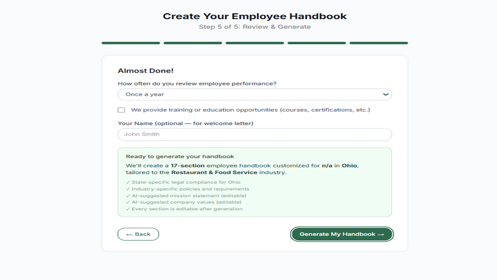 Employee Handbook Generator screenshot 6