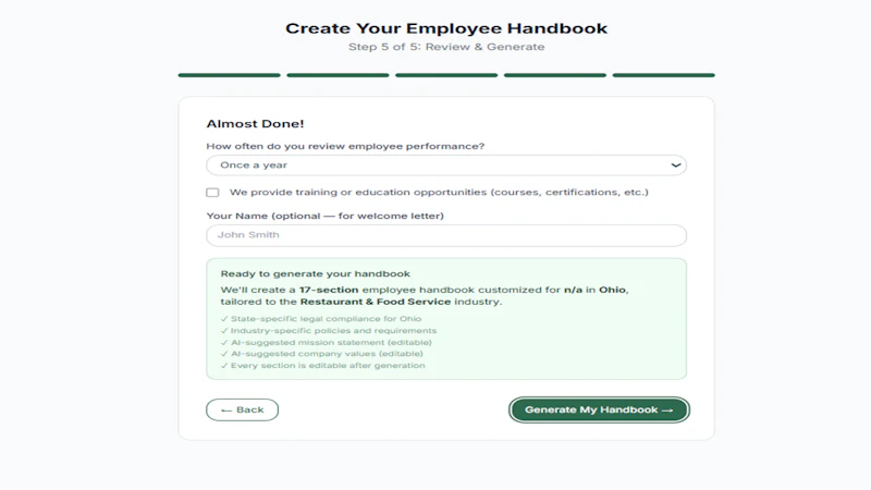 Employee Handbook Generator screenshot 6