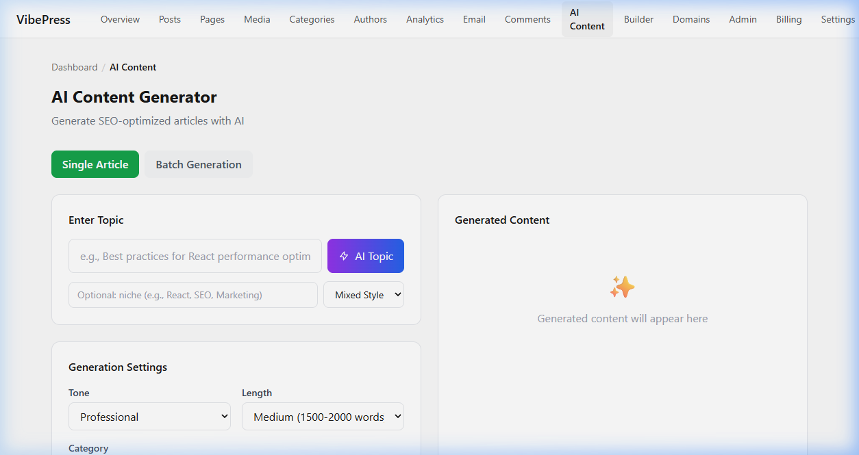 VibePress - Screenshot 2 showing product features and functionality
