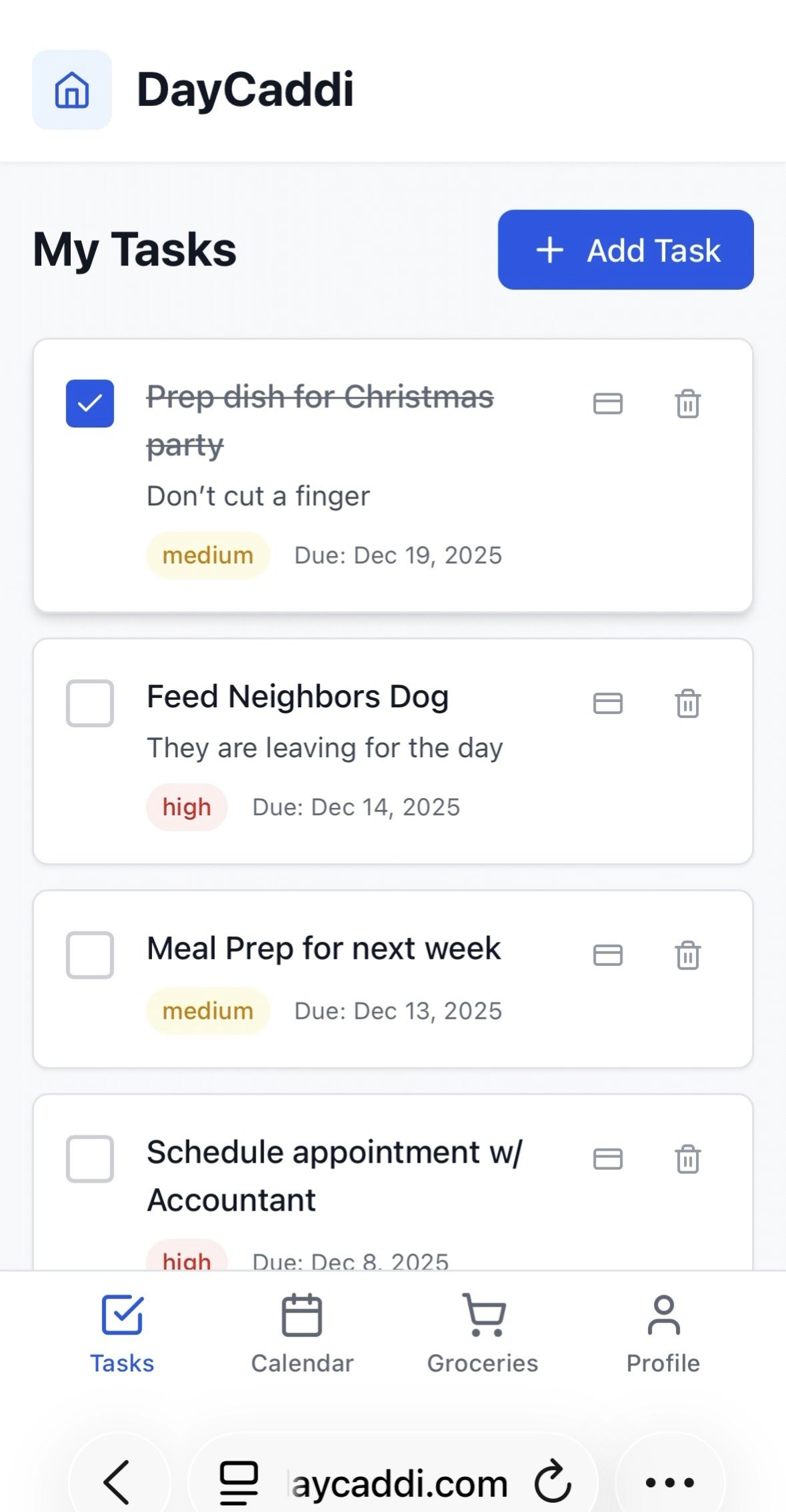 DayCaddi Now Available - Main product screenshot demonstrating key features and user interface