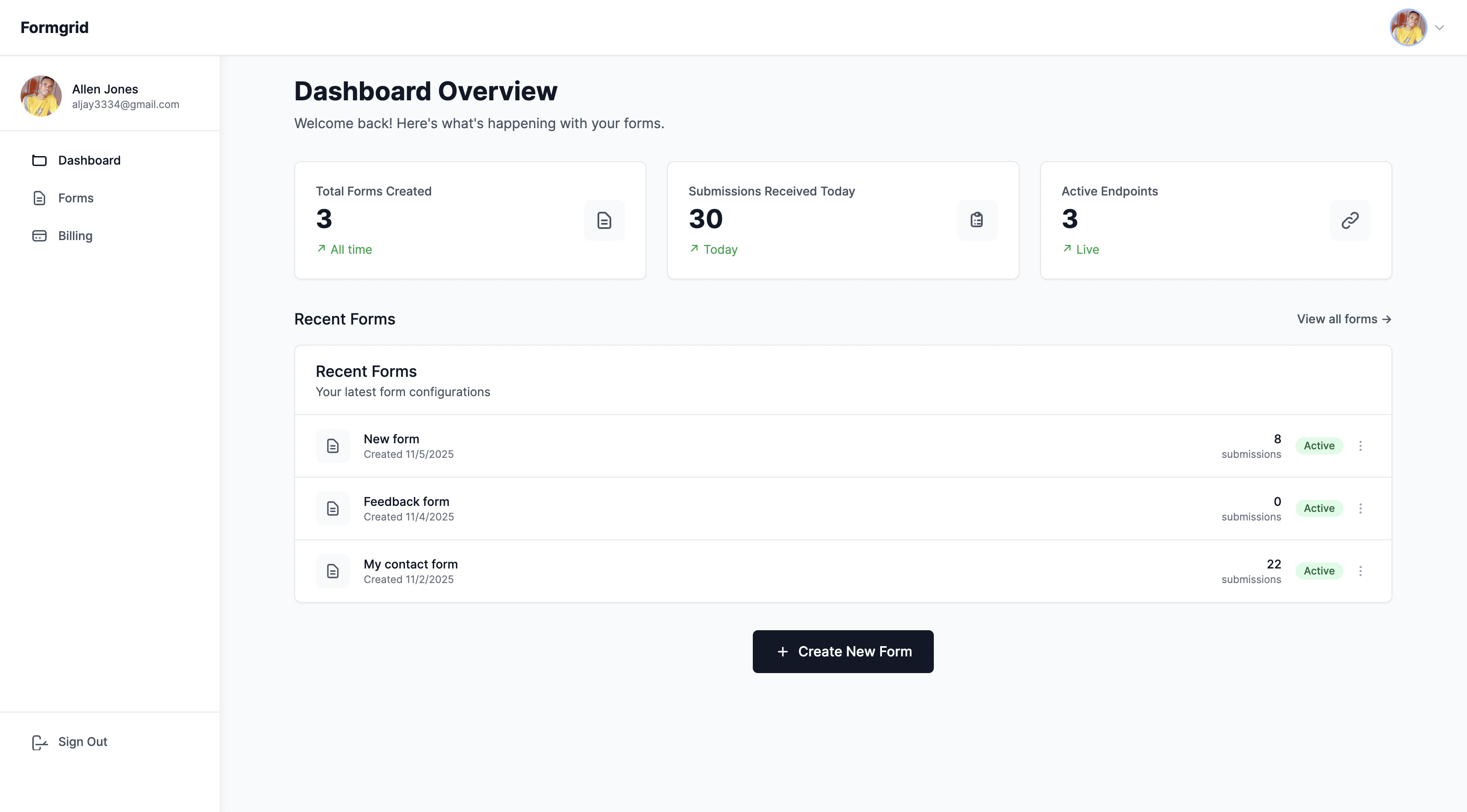 Formgrid:Open-source form submission API gallery image
