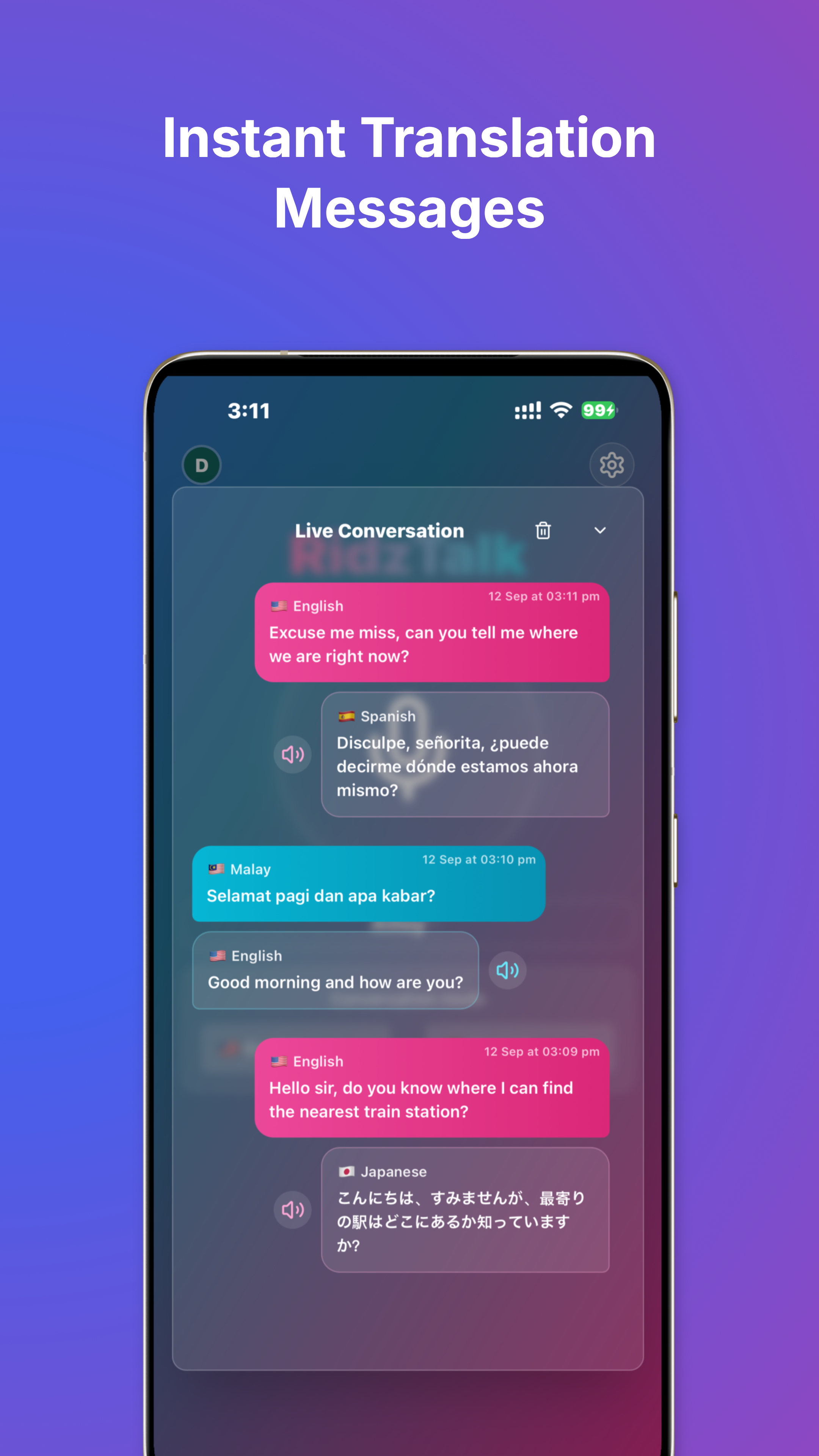 Média Ridztalk - Traducteur d'IA en temps réel - Traduction vocale bidirectionnelle en temps réel en 100 langues 4