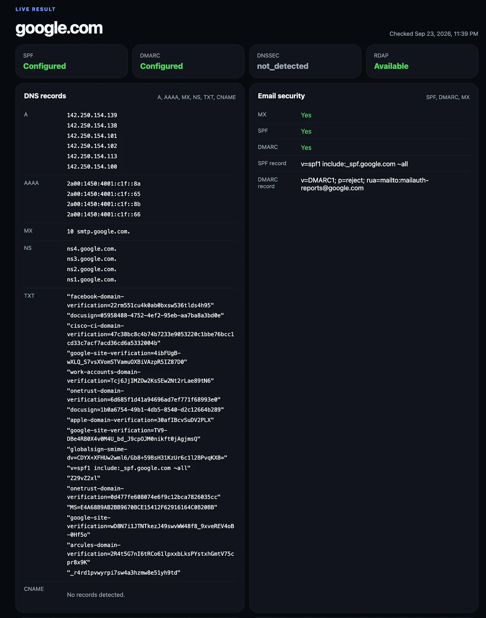 Domain Intelligence API screenshot 1