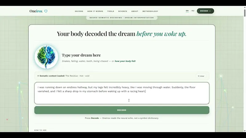 Oneirox Dream Decoder screenshot 1 (video preview)
