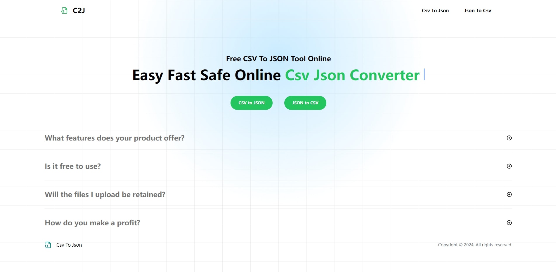Mídia 1 de C2J, ferramenta gratuita de CSV para JSON online