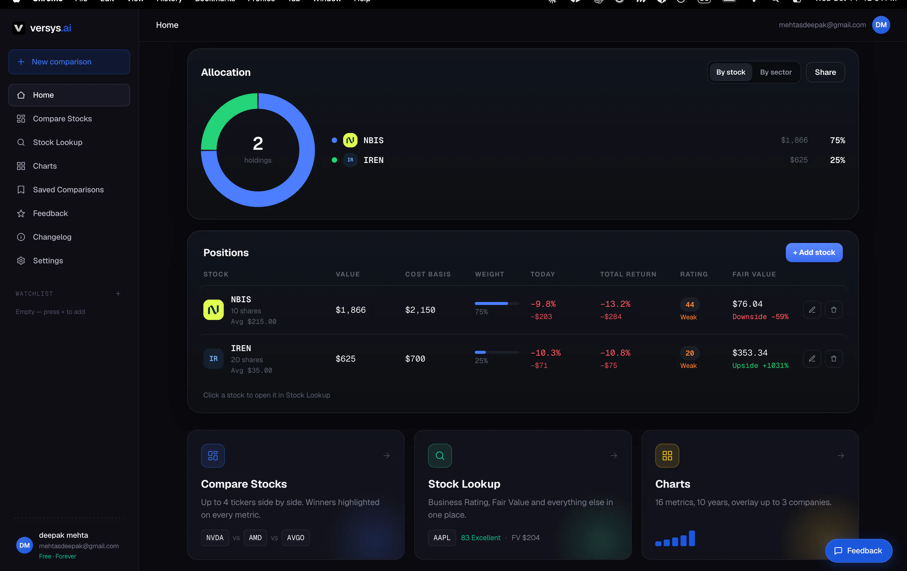 versys.ai —stocks research super app gallery image