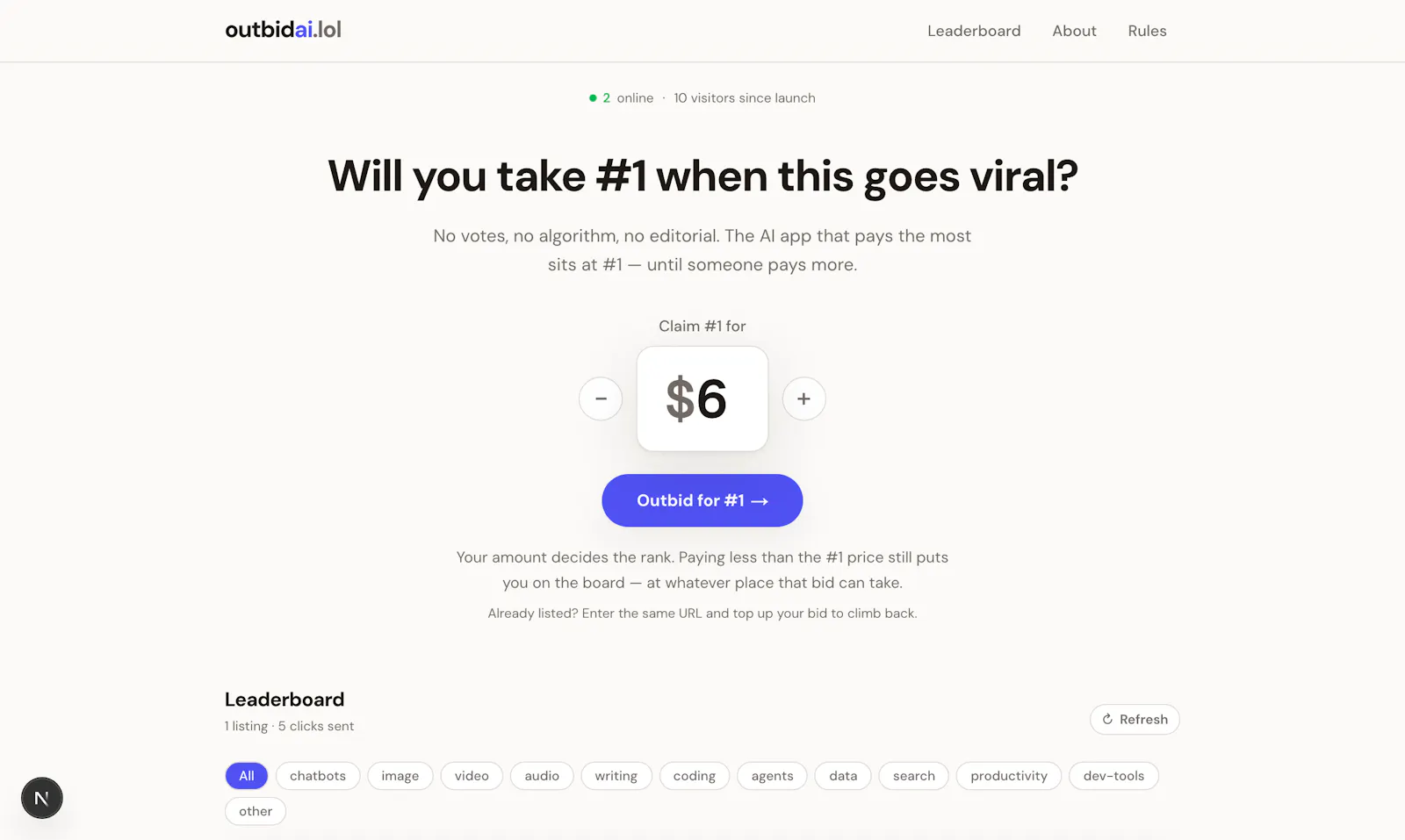 Outbid for AI Tools screenshot 2
