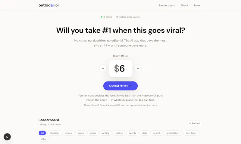Outbid for AI Tools screenshot 2
