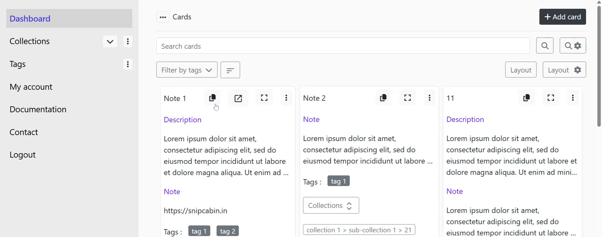 Média Snipcabine - Cliquez pour copier les nœuds et les liens.Organisateur avec des étiquettes et des catégories 1