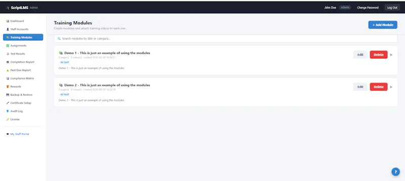 ScriptLMS screenshot 2