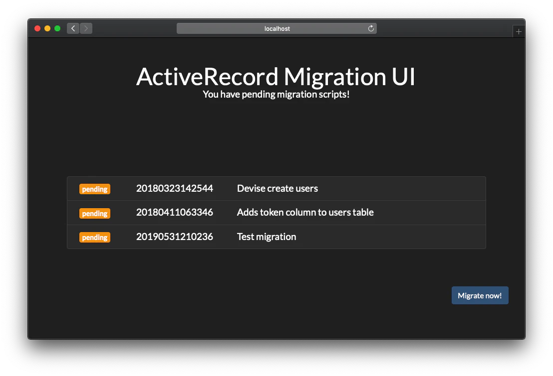 ActiveRecord Migration UI