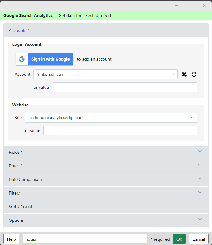 وسائط Analytics Edge Exporter GSC - تنزيل بيانات CSV من Google Search Analytics API 3