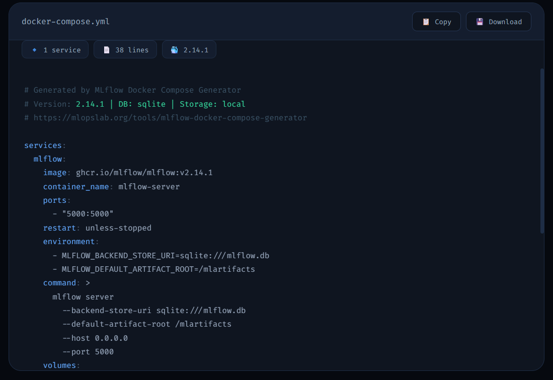 MLflow Docker Compose Generator gallery image