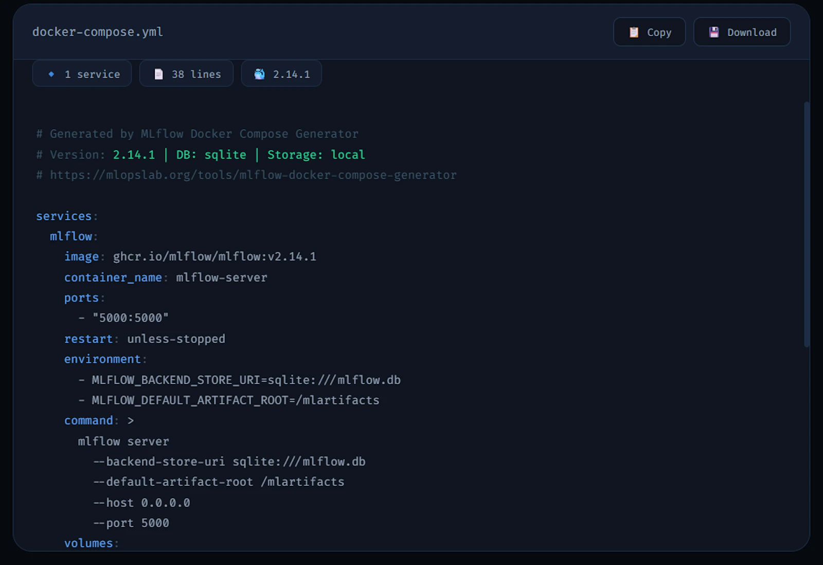 MLflow Docker Compose Generator screenshot 4