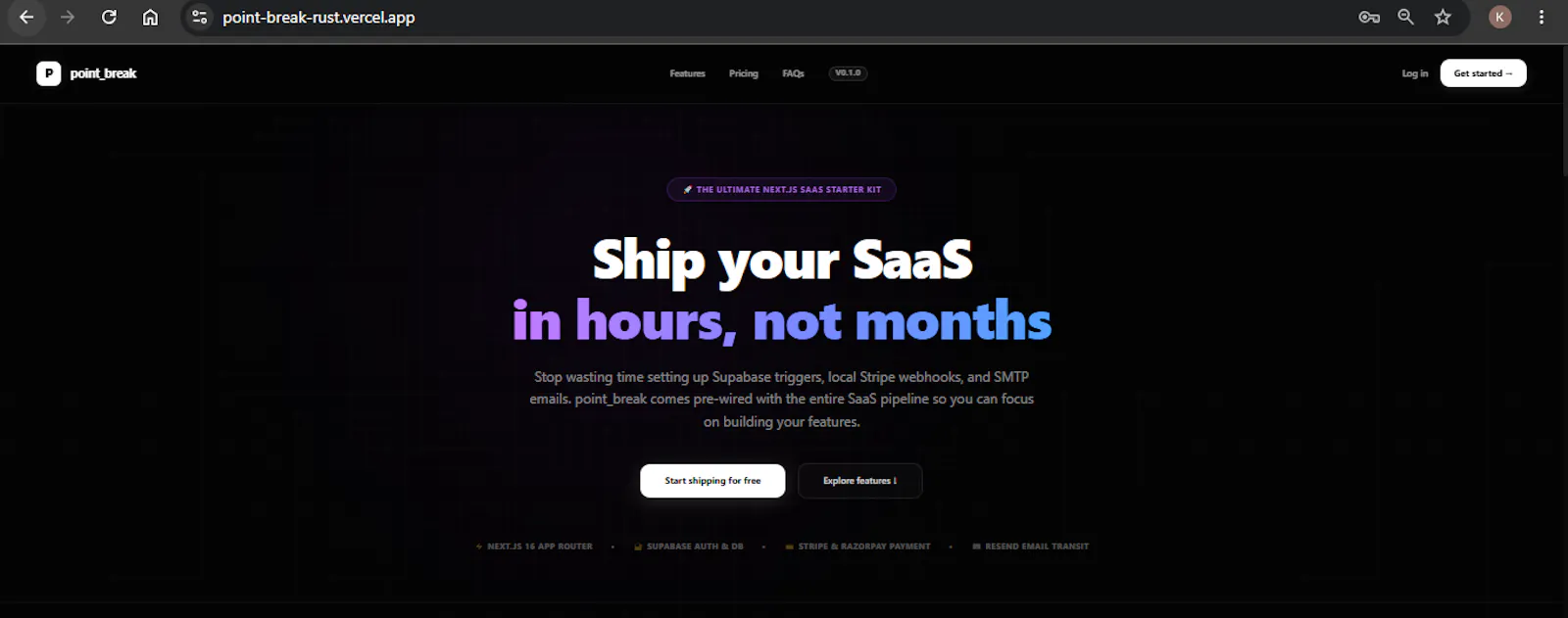 Point_break — Next.js SaaS Starter Kit screenshot 1