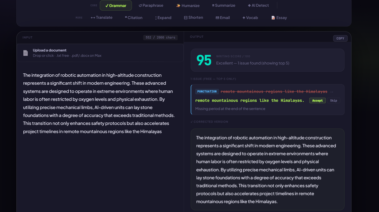 Textify AI - Main product screenshot demonstrating key features and user interface