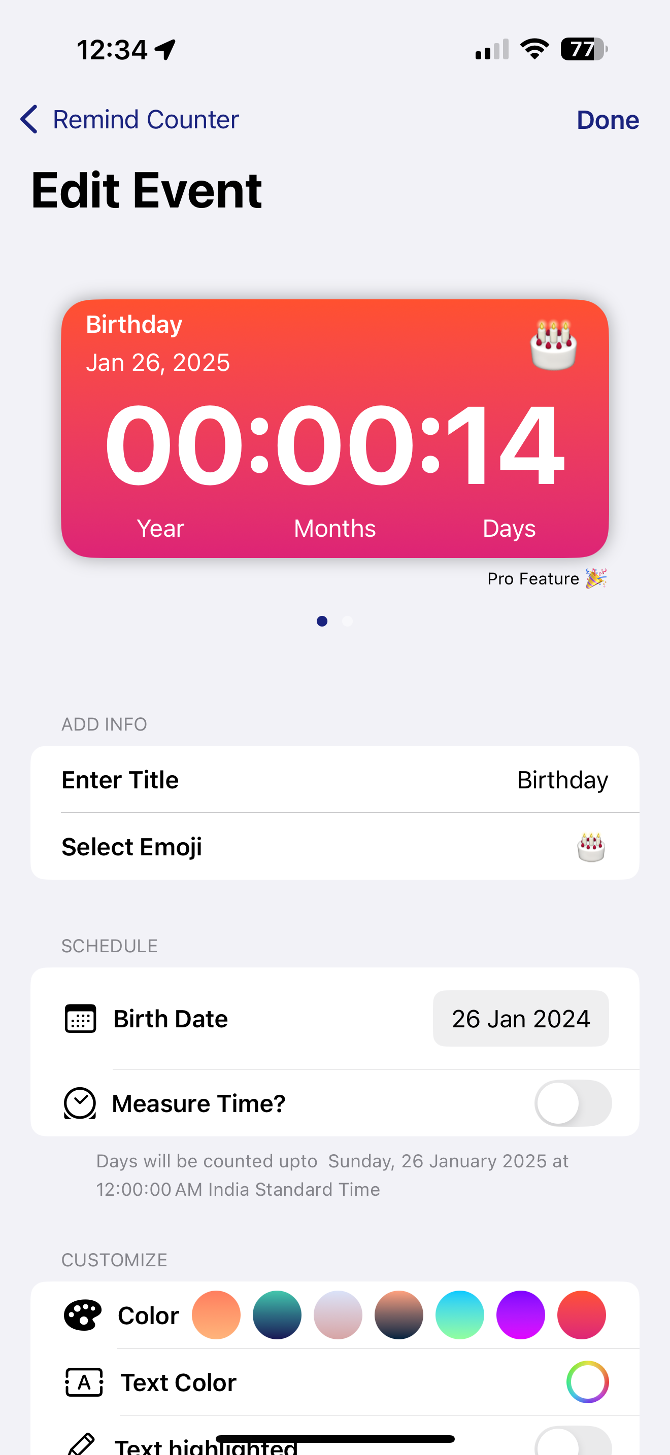 Remind Counter for life events/occasions media 2