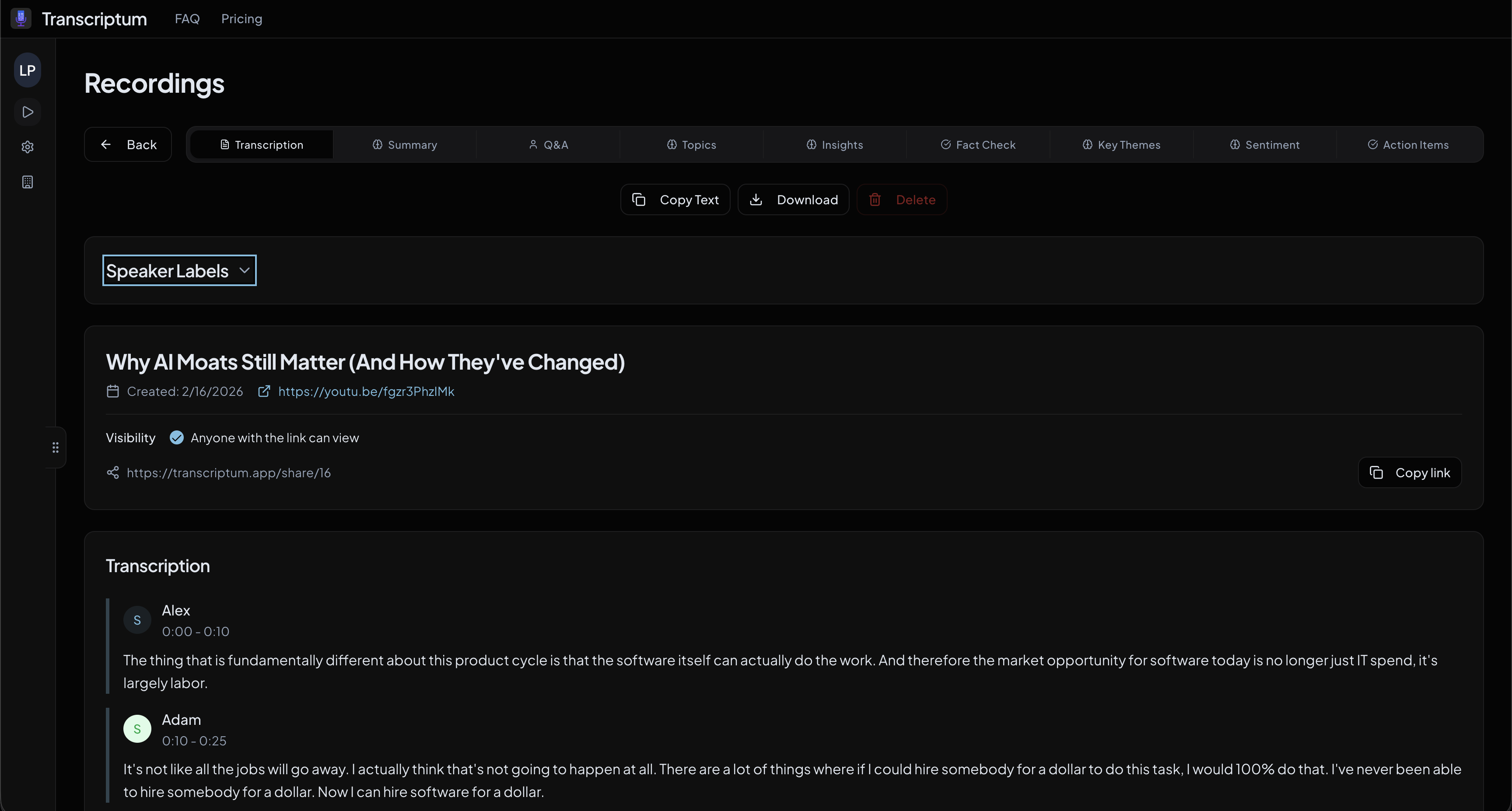 Transcriptum - Screenshot 2 showing product features and functionality