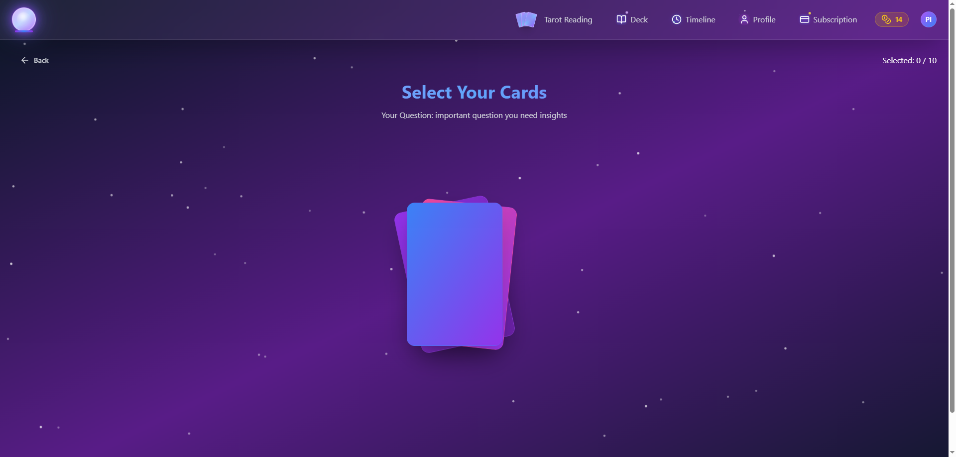 Mídia 3 de Esotérico - Leituras e diário de Tarô alimentados pela IA, Gamified