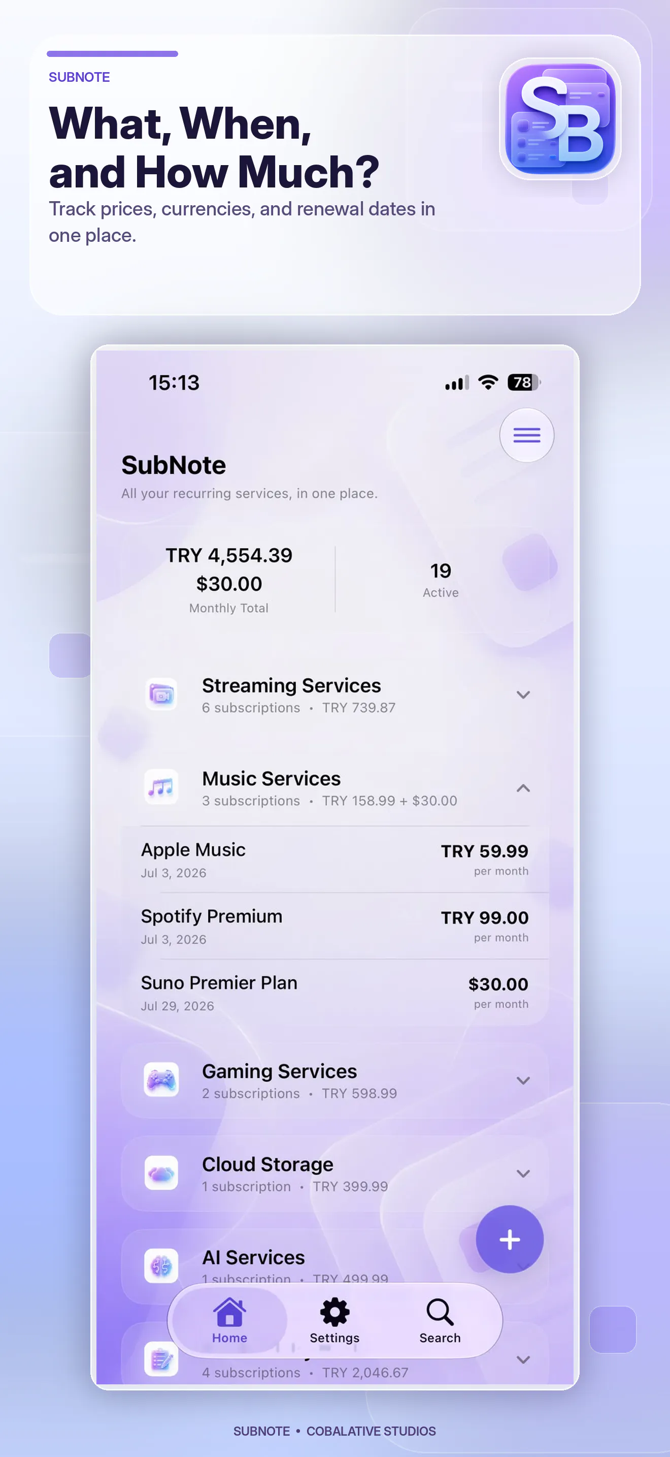 SubNote: Subscription Tracker gallery image
