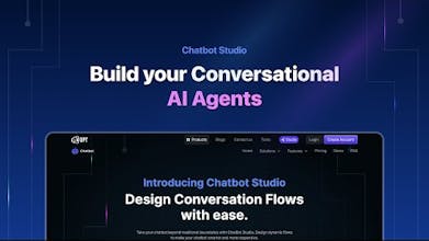 Chatbot Studioロゴ：カスタマーとの革新的なツールであるChatbot Studioを表す、モダンかつ革新的なロゴ。