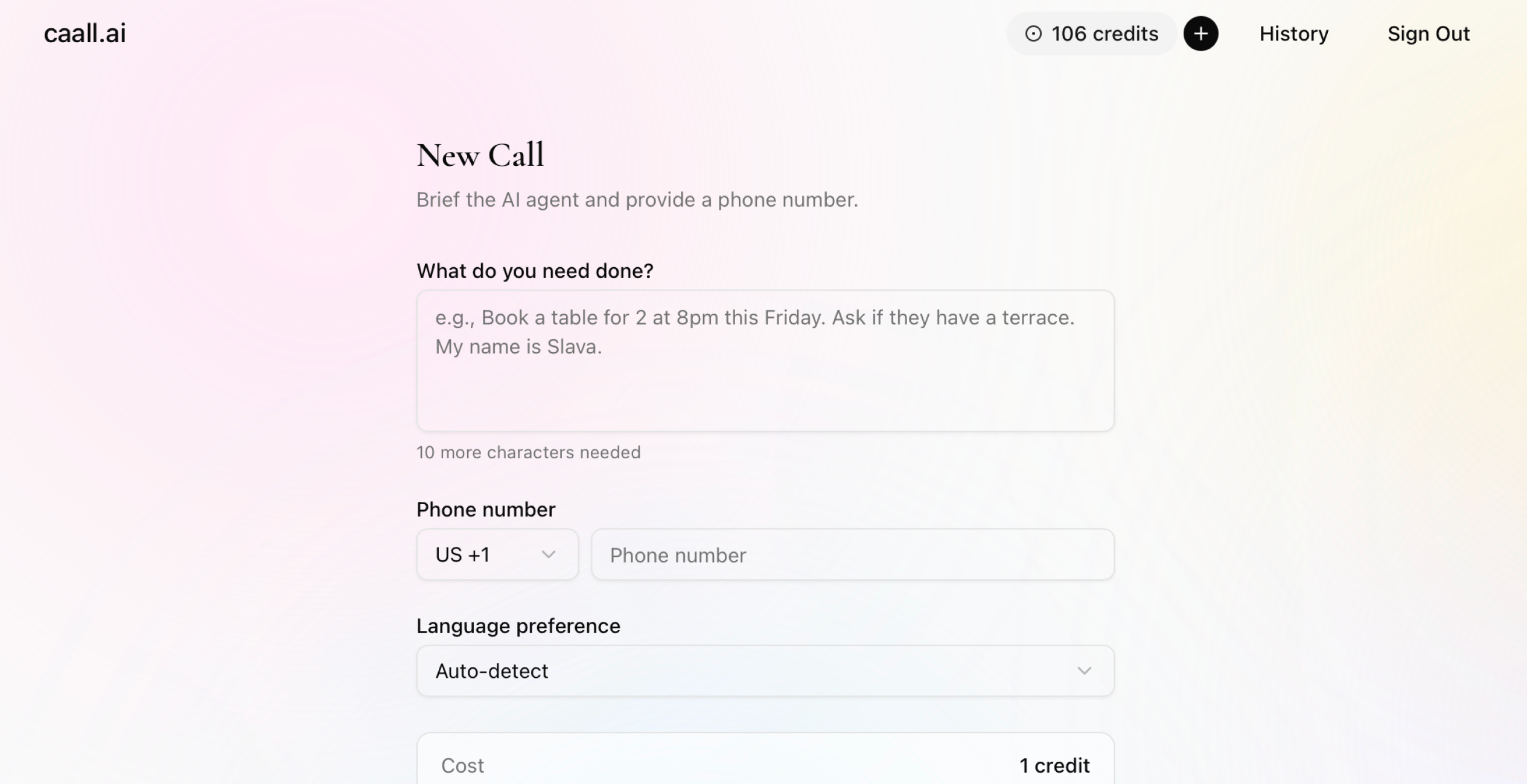 caall.ai — for people who hate calls - Screenshot 2 showing product features and functionality