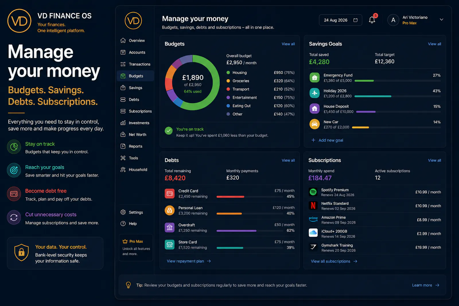 VD Finance OS screenshot 3