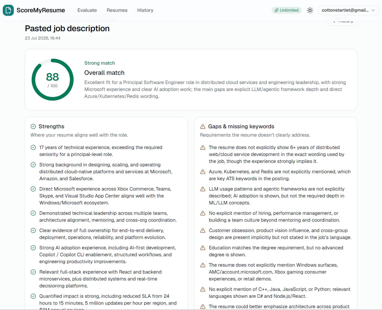 ScoreMyResume · Resume Fit Check screenshot 2
