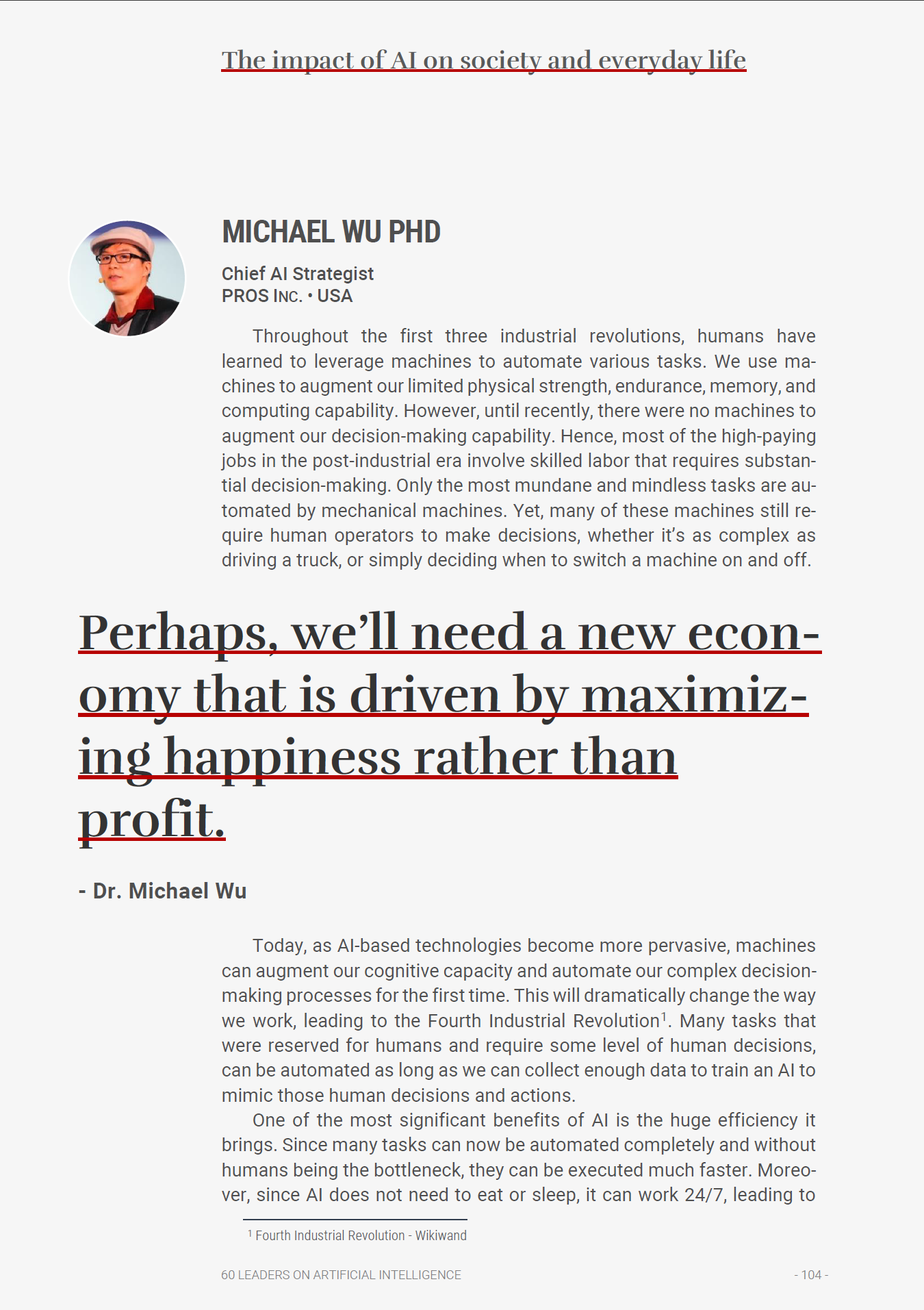 60 LEADERS ON ARTIFICIAL INTELLIGENCE - From Algorithms to Ethics. A holistic view of AI media 23