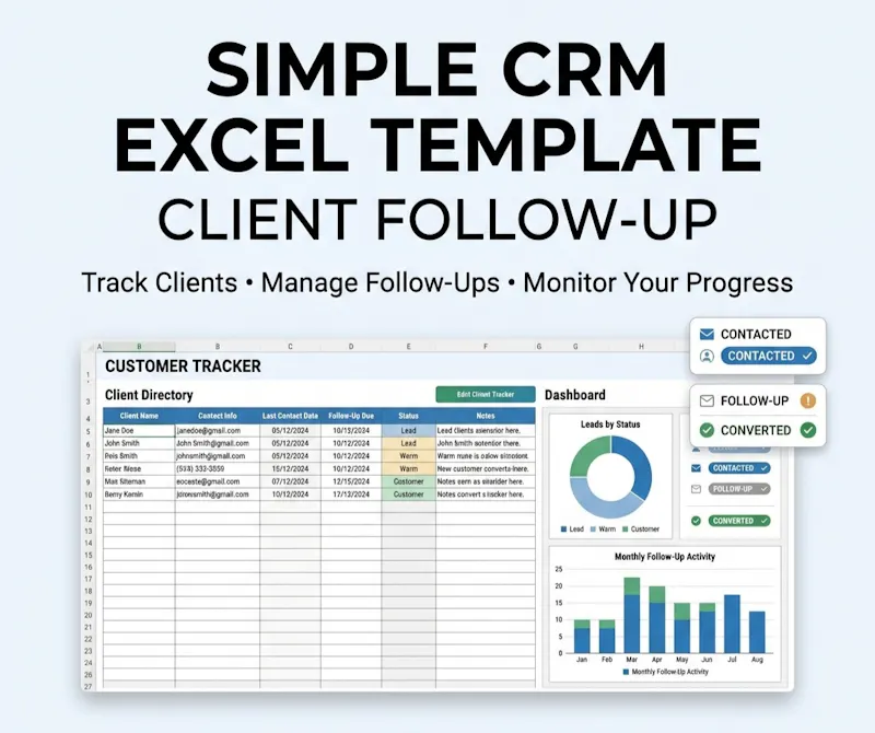 Simple CRM Excel Template screenshot 4