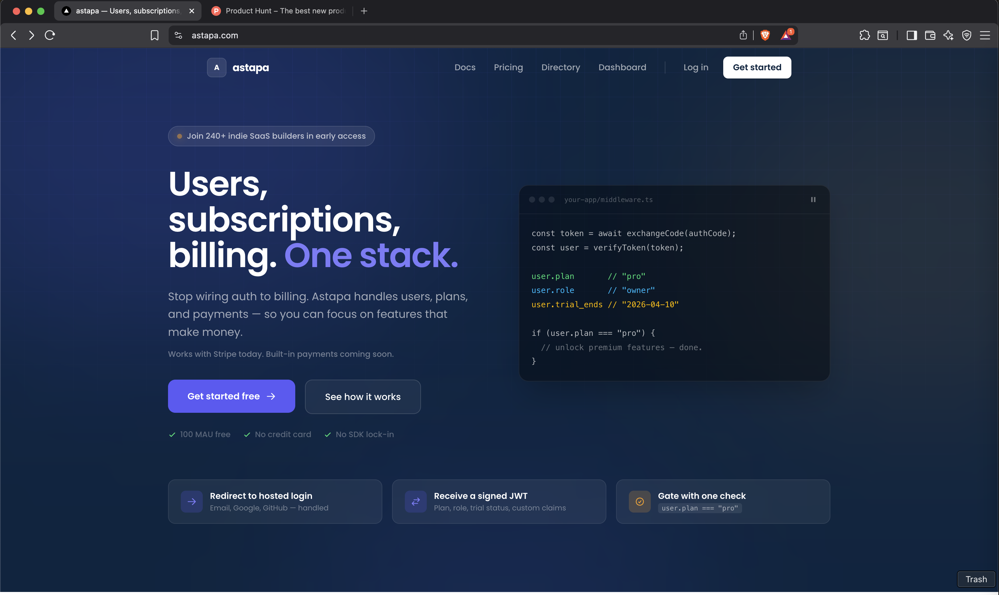 astapa — Users, subscriptions, billing. gallery image