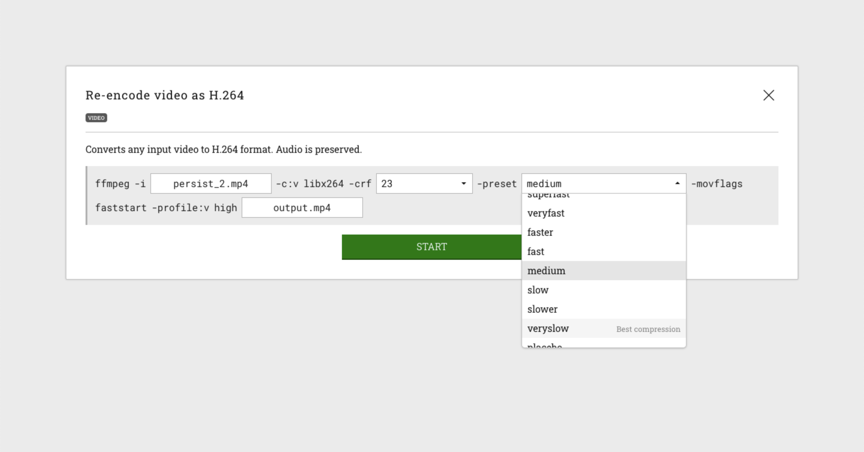 FFmpeg.app - अपने ब्राउज़र में FFMPEG का उपयोग करके वीडियो और ऑडियो को एनकोड करें। मीडिया 1