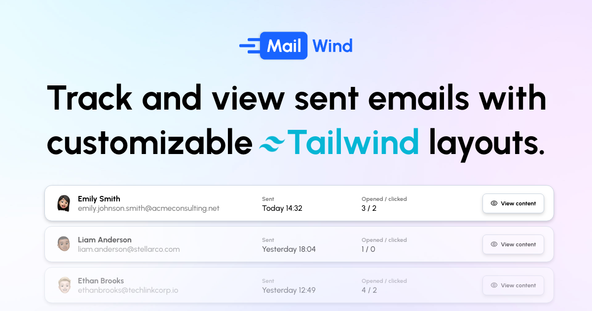 Posta rüzgarı - Tailwind'e dayalı işlem e -postalarını gönderin medya 3