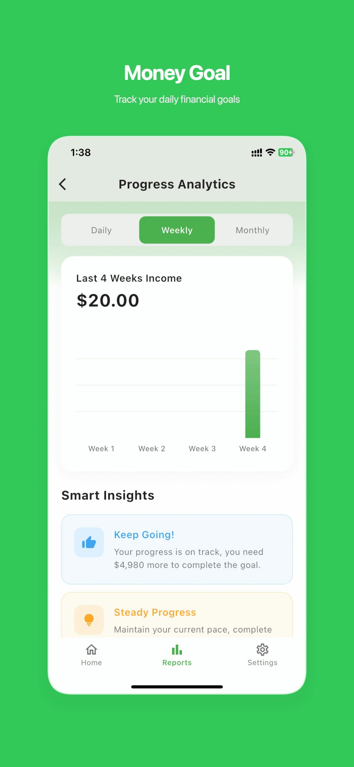 MoneyGoal - income goals daily tracker - Screenshot 2 showing product features and functionality