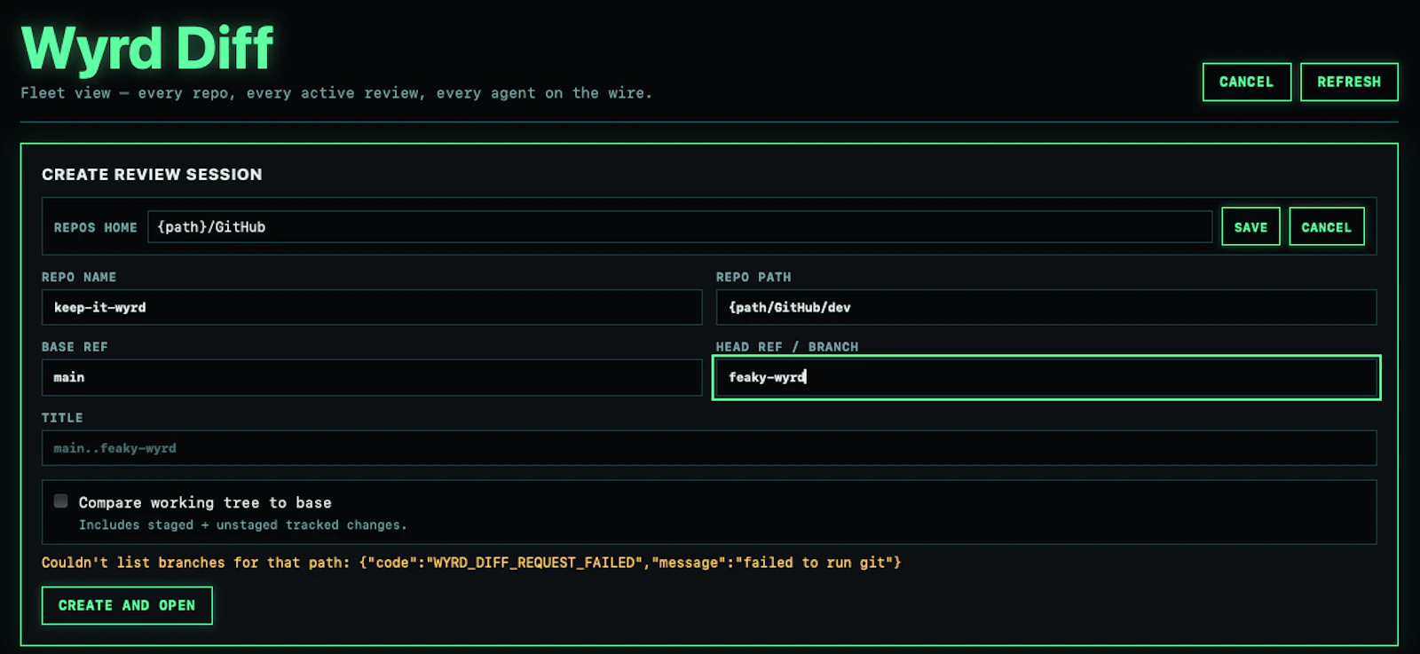 wyrd-diff screenshot 2